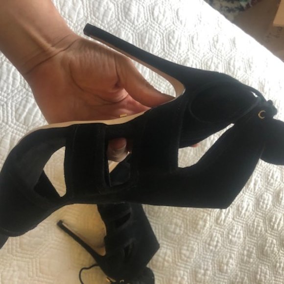 Topshop Black Suede Ankle-Tie Sandals - Picture 5 of 5